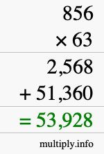 How to calculate 856 times 63 using long multiplication
