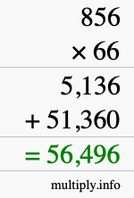 How to calculate 856 times 66 using long multiplication