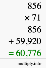 How to calculate 856 times 71 using long multiplication