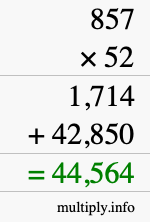 How to calculate 857 times 52 using long multiplication How to calculate 857 times 52 using long multiplication