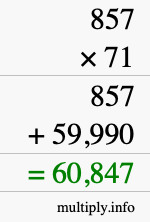 How to calculate 857 times 71 using long multiplication