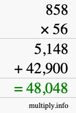 How to calculate 858 times 56 using long multiplication