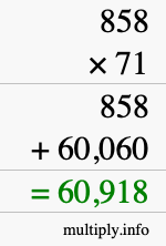 How to calculate 858 times 71 using long multiplication
