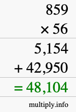 How to calculate 859 times 56 using long multiplication