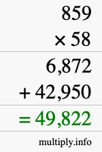 How to calculate 859 times 58 using long multiplication