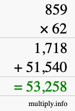 How to calculate 859 times 62 using long multiplication