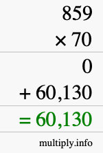 How to calculate 859 times 70 using long multiplication