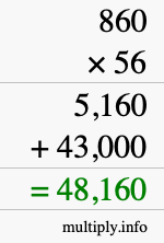How to calculate 860 times 56 using long multiplication
