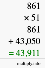 How to calculate 861 times 51 using long multiplication