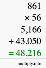 How to calculate 861 times 56 using long multiplication