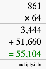 How to calculate 861 times 64 using long multiplication