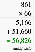 How to calculate 861 times 66 using long multiplication
