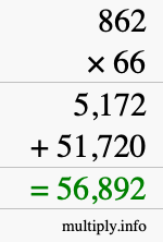 How to calculate 862 times 66 using long multiplication How to calculate 862 times 66 using long multiplication
