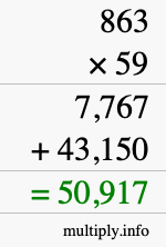 How to calculate 863 times 59 using long multiplication How to calculate 863 times 59 using long multiplication