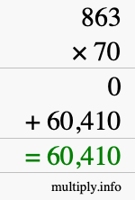 How to calculate 863 times 70 using long multiplication