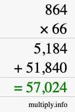 How to calculate 864 times 66 using long multiplication How to calculate 864 times 66 using long multiplication