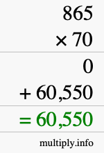 How to calculate 865 times 70 using long multiplication
