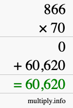 How to calculate 866 times 70 using long multiplication