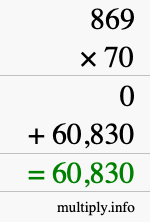 How to calculate 869 times 70 using long multiplication