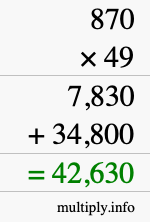 How to calculate 870 times 49 using long multiplication