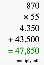 How to calculate 870 times 55 using long multiplication