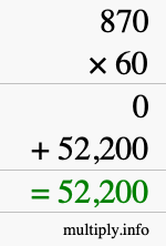 How to calculate 870 times 60 using long multiplication