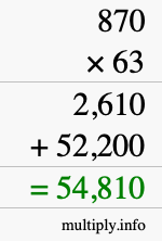 How to calculate 870 times 63 using long multiplication