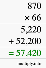 How to calculate 870 times 66 using long multiplication