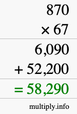 How to calculate 870 times 67 using long multiplication