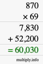 How to calculate 870 times 69 using long multiplication