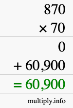 How to calculate 870 times 70 using long multiplication