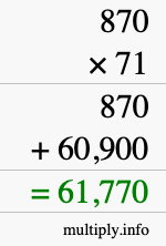 How to calculate 870 times 71 using long multiplication