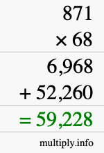 How to calculate 871 times 68 using long multiplication