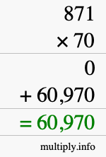 How to calculate 871 times 70 using long multiplication