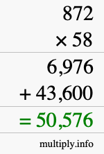 How to calculate 872 times 58 using long multiplication