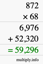 How to calculate 872 times 68 using long multiplication