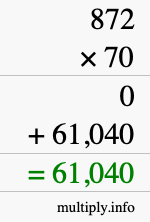 How to calculate 872 times 70 using long multiplication