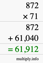 How to calculate 872 times 71 using long multiplication