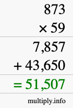 How to calculate 873 times 59 using long multiplication