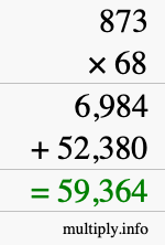 How to calculate 873 times 68 using long multiplication