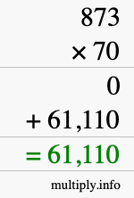 How to calculate 873 times 70 using long multiplication