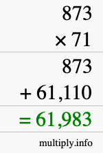 How to calculate 873 times 71 using long multiplication