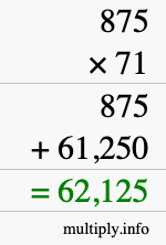 How to calculate 875 times 71 using long multiplication