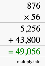 How to calculate 876 times 56 using long multiplication