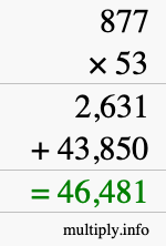 How to calculate 877 times 53 using long multiplication How to calculate 877 times 53 using long multiplication