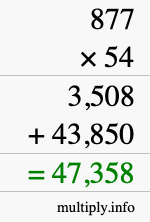 How to calculate 877 times 54 using long multiplication How to calculate 877 times 54 using long multiplication