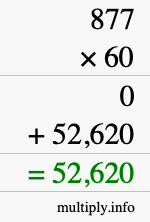 How to calculate 877 times 60 using long multiplication