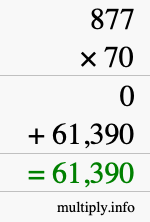 How to calculate 877 times 70 using long multiplication