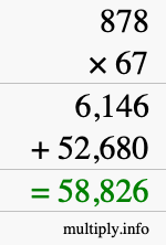 How to calculate 878 times 67 using long multiplication