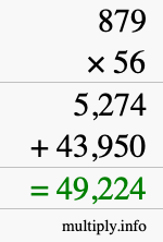 How to calculate 879 times 56 using long multiplication